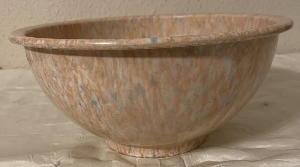 Vintage Texas Ware #118 Pink/White Splatter Confetti Mixing Bowl 10" Melmac